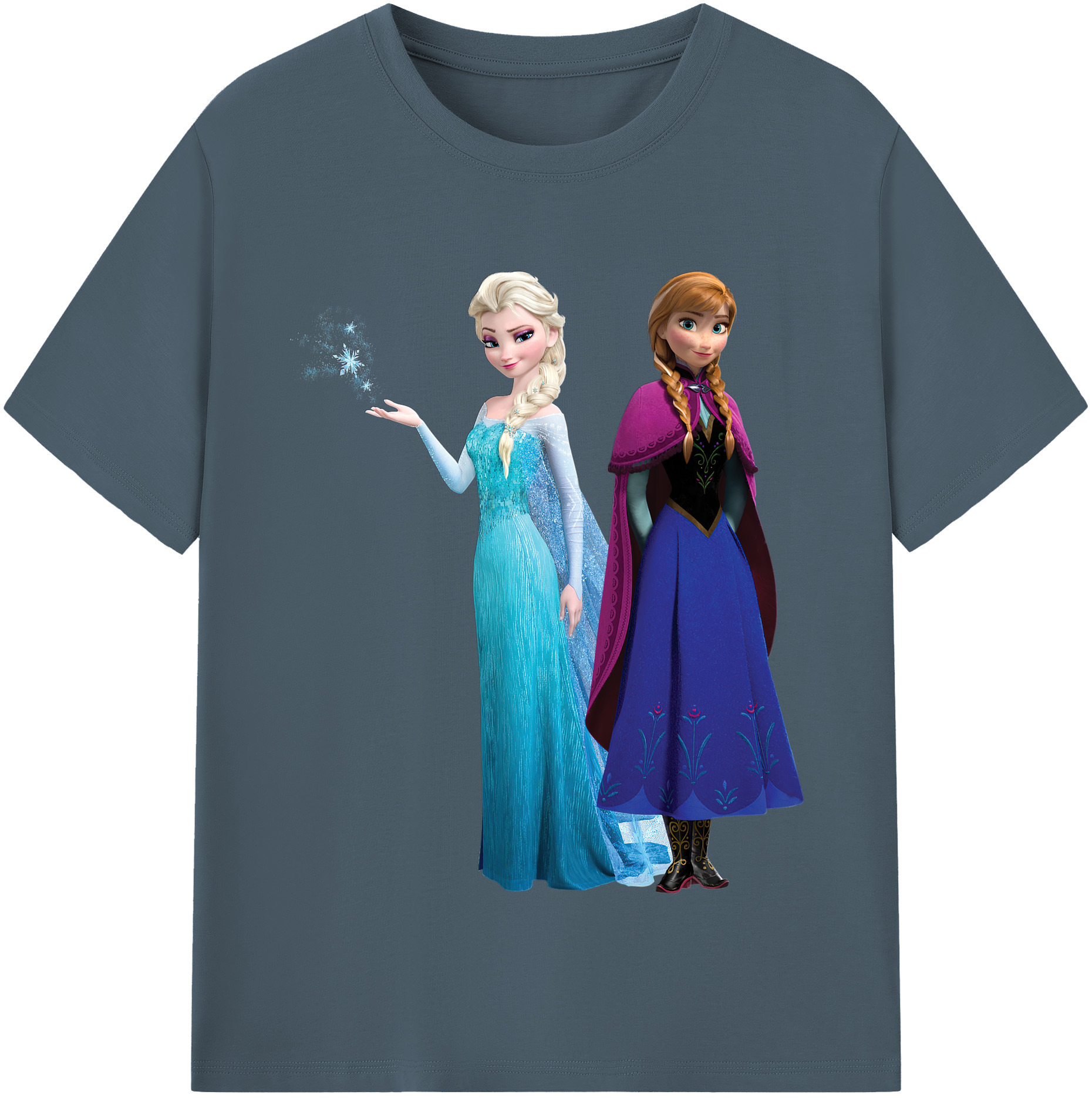 （画像用） アナと雪の女王 アンナ エルサ Frozen Anna Elsa 綿100％半袖Tシャツ（フロントプリント）